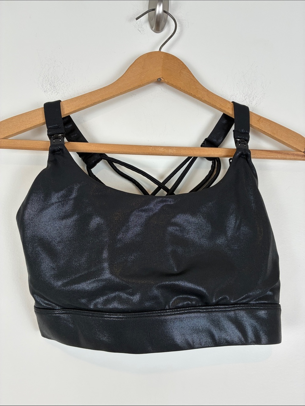 Sweat & Milk Black Strappy Maternity/Nursing Bralette Medium Crisscross Back